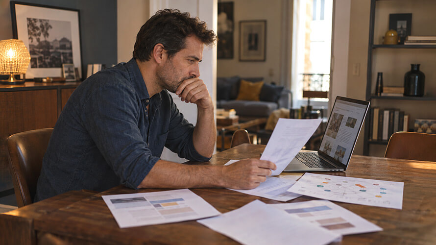 Homme indécis en pleine réflexion