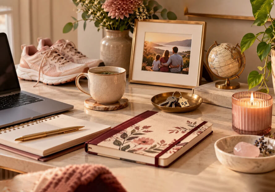 Vision board sur un bureau